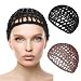 WLLHYF 2-Pack Elastic Sleep Hair Nets Breathable Knit Sleeping Cap Stretchy Mesh Bandana for Curly, Straight Frizzy Hair Anti-Frizz Shower Bathing Hat for Protection Moisture Absorption(Brown/Black) - Image 2