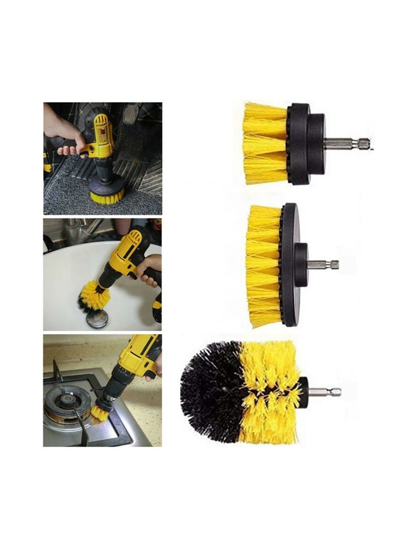 Multi-Function Electric Drill Brush Set Floor Carpet Brush Bathroom Clean Kit Yellow 14*14*10cm - Image 2
