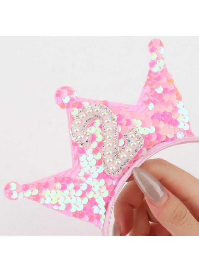 BAHABY Birthday Crown Headband Pink Glitter Birthday Headbands for Girls 2nd Birthday Outfit Girl 2 Year Old Girl Birthday Gift - Image 2
