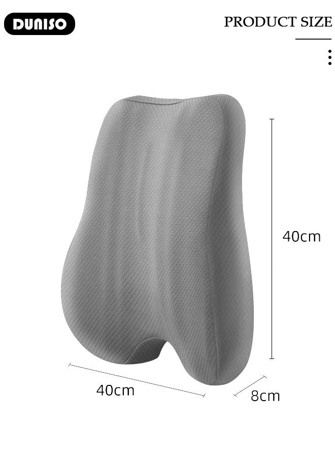 DUNISO وسادة دعم lumbar قابلة للتعديل لتحسين تخفيف آلام أسفل الظهر والوضعية أثناء الجلوس منزلق قابل للتعديل وسادة ظهر من مادة الذاكرة الاقتصادية للجلوس الطويل لمكتب كرسي سيارة طائرة  - Image 4