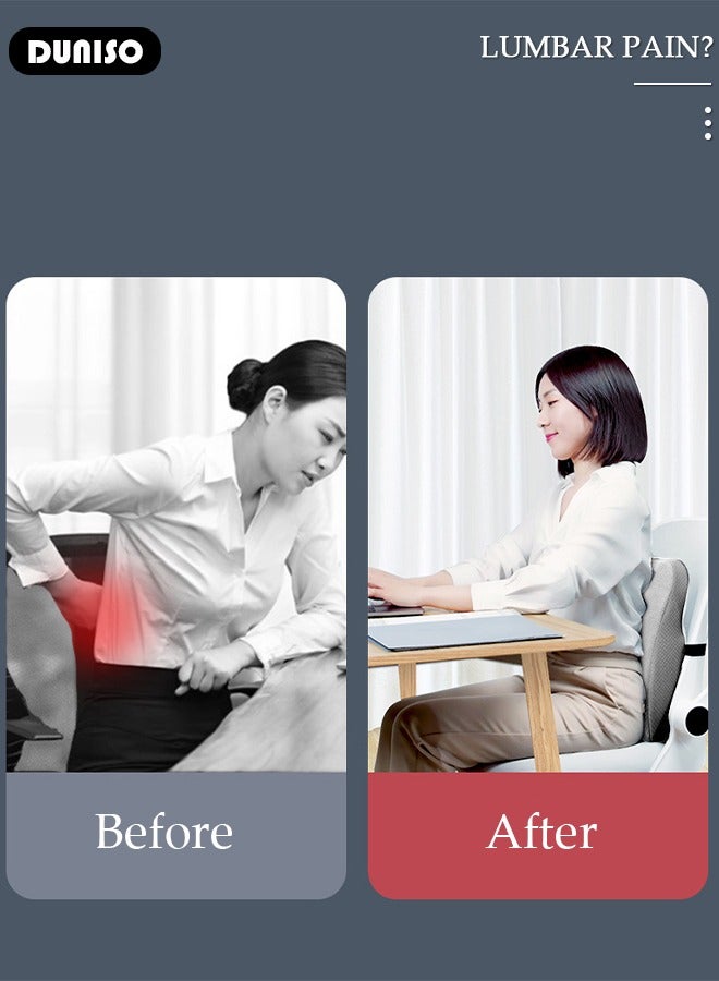 DUNISO وسادة دعم lumbar قابلة للتعديل لتحسين تخفيف آلام أسفل الظهر والوضعية أثناء الجلوس منزلق قابل للتعديل وسادة ظهر من مادة الذاكرة الاقتصادية للجلوس الطويل لمكتب كرسي سيارة طائرة  - Image 5