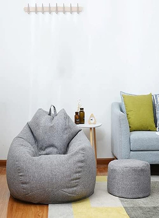KODENG Large Small Lazy Sofas Cover Chairs Without Filler Linen Cloth Lounger Seat Bean Bag Pouf Puff Couch Tatami Living Room Beanbags (70x80cm) - Image 2