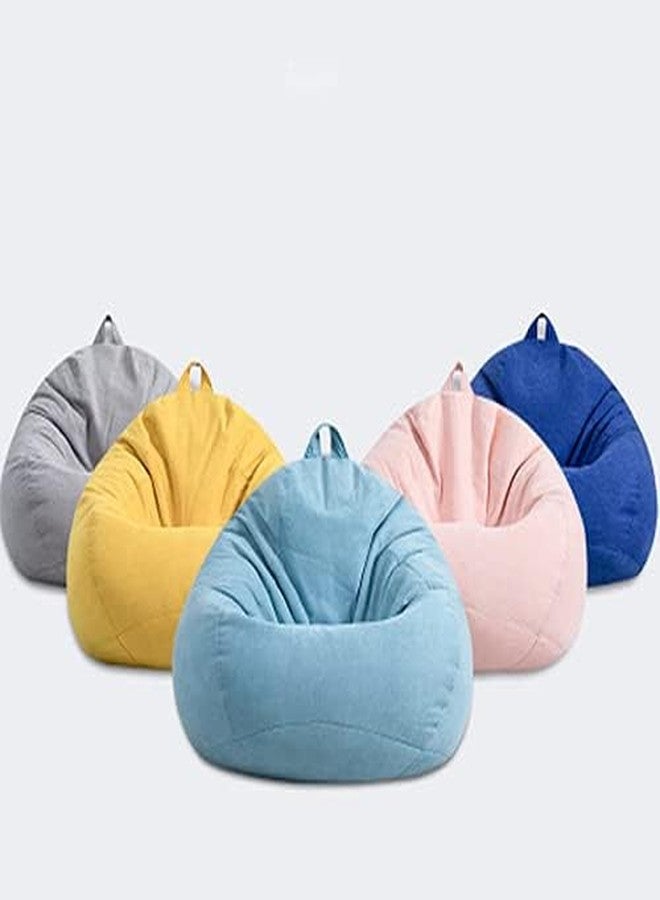 KODENG Large Small Lazy Sofas Cover Chairs Without Filler Linen Cloth Lounger Seat Bean Bag Pouf Puff Couch Tatami Living Room Beanbags (70x80cm) - Image 3