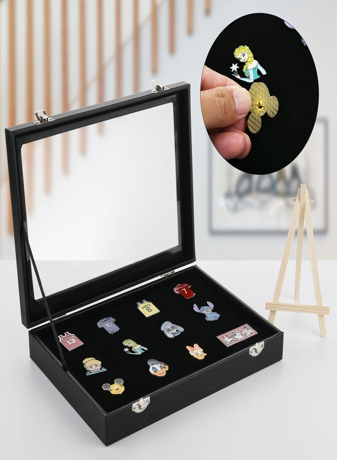 Homakover Dustproof Pin Display Case PU Leather 11''x8'' Pin Display Board Shadow Box Frame with Hooks and Wood Frame for Enamel Pin, Military Medals, Jewelry Pins, Pin Badge Collection, Rings, Necklaces - Image 3