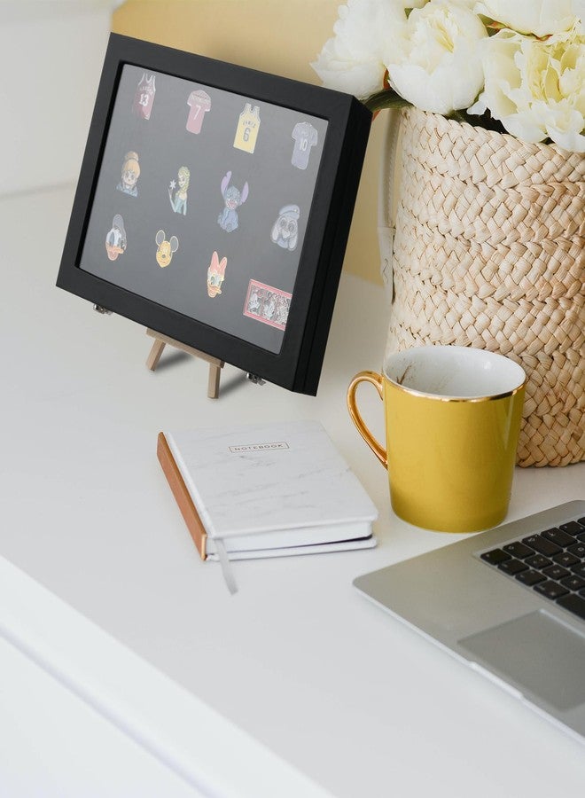 Homakover Dustproof Pin Display Case PU Leather 11''x8'' Pin Display Board Shadow Box Frame with Hooks and Wood Frame for Enamel Pin, Military Medals, Jewelry Pins, Pin Badge Collection, Rings, Necklaces - Image 4