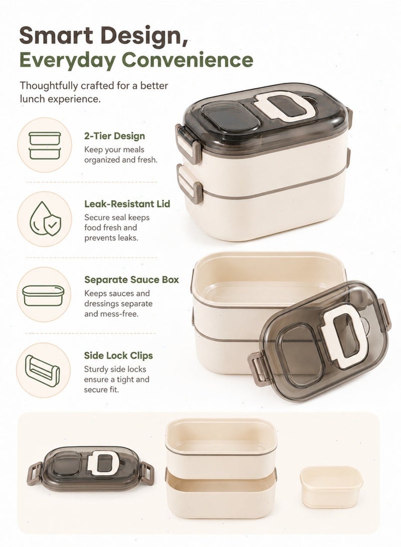 Yoawllty 304 Stainless Steel Bento Box, Double‑Layer Food Grade Leakproof, Microwave Safe, Portable Bento Box, for School, Office, Picnic - Image 5