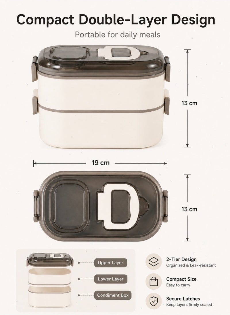 Yoawllty 304 Stainless Steel Bento Box, Double‑Layer Food Grade Leakproof, Microwave Safe, Portable Bento Box, for School, Office, Picnic - Image 3
