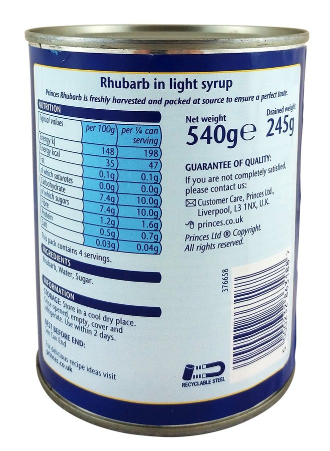 Princes Rhubarb in Light Syrup (540g) - Pack of 6 - Image 2