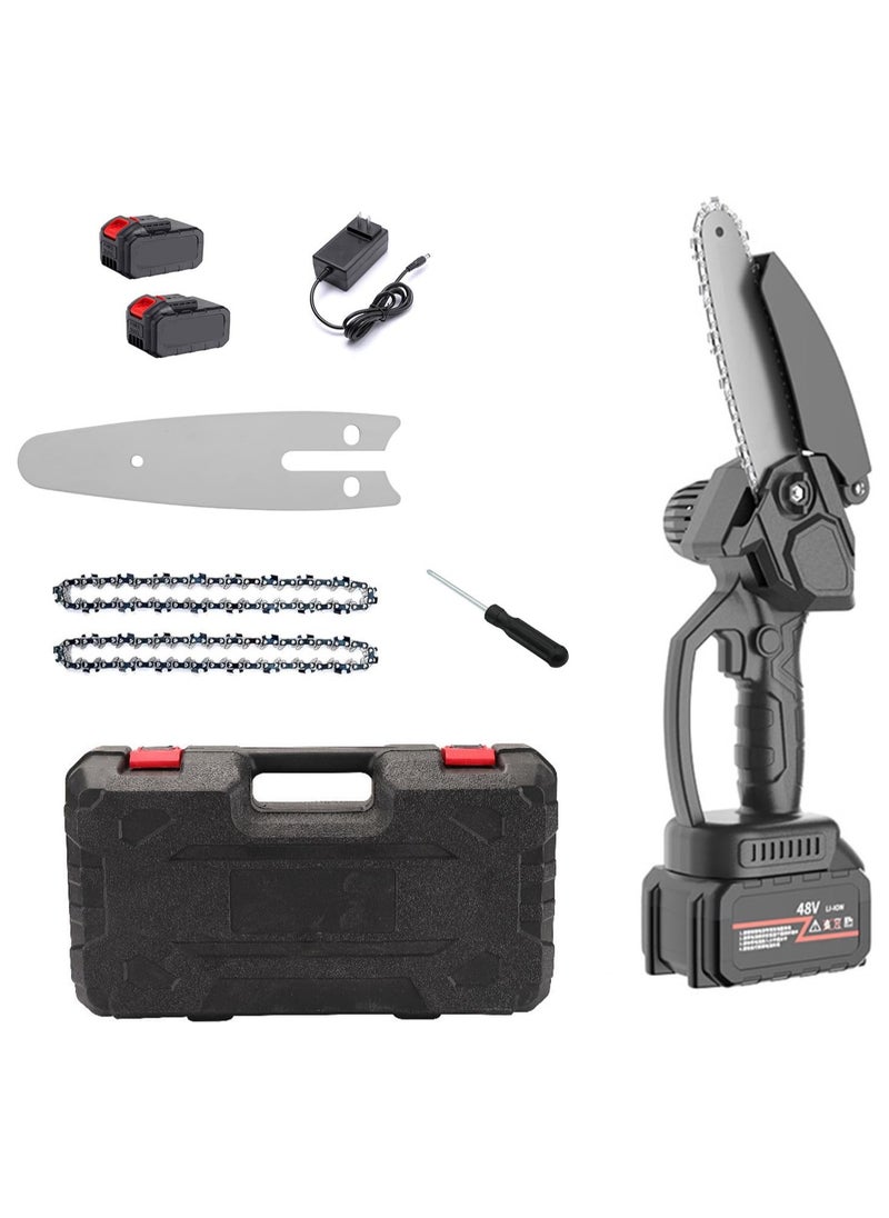 AROAQ 48V Lithium , 8-inch Household Mini Wireless Hand, Saw Portable Chainsaw, Suitable For Tree Pruning, Wood Cutting, Gardening, Single Handed Portable  - Image 1