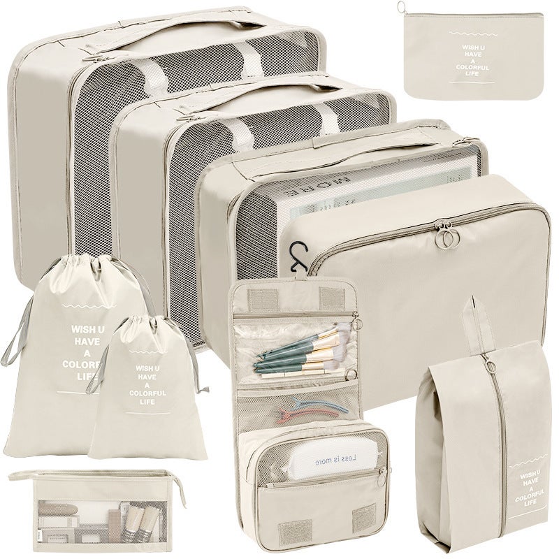 Travel Storage Bag Seven-Piece Set Digital Toilet Cosmetic Storage Bag Clothes Shoes Luggage Travel Bag[Nine-piece Cosmetic Bag Set] Lake Blue Cross-border customers can provide - Image 3