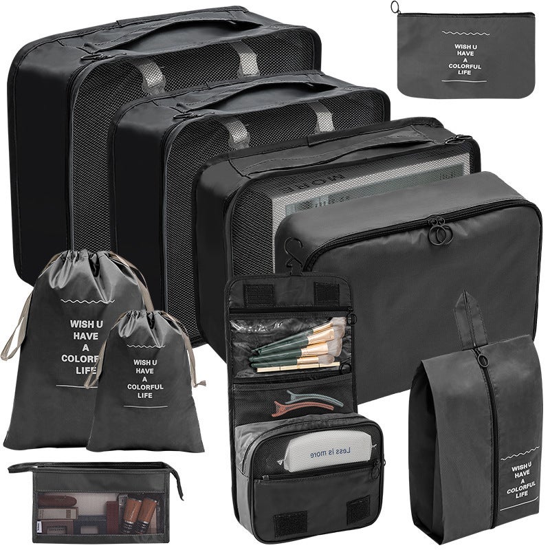 Travel Storage Bag Seven-Piece Set Digital Toilet Cosmetic Storage Bag Clothes Shoes Luggage Travel Bag[Nine-piece Cosmetic Bag Set] Lake Blue Cross-border customers can provide - Image 5