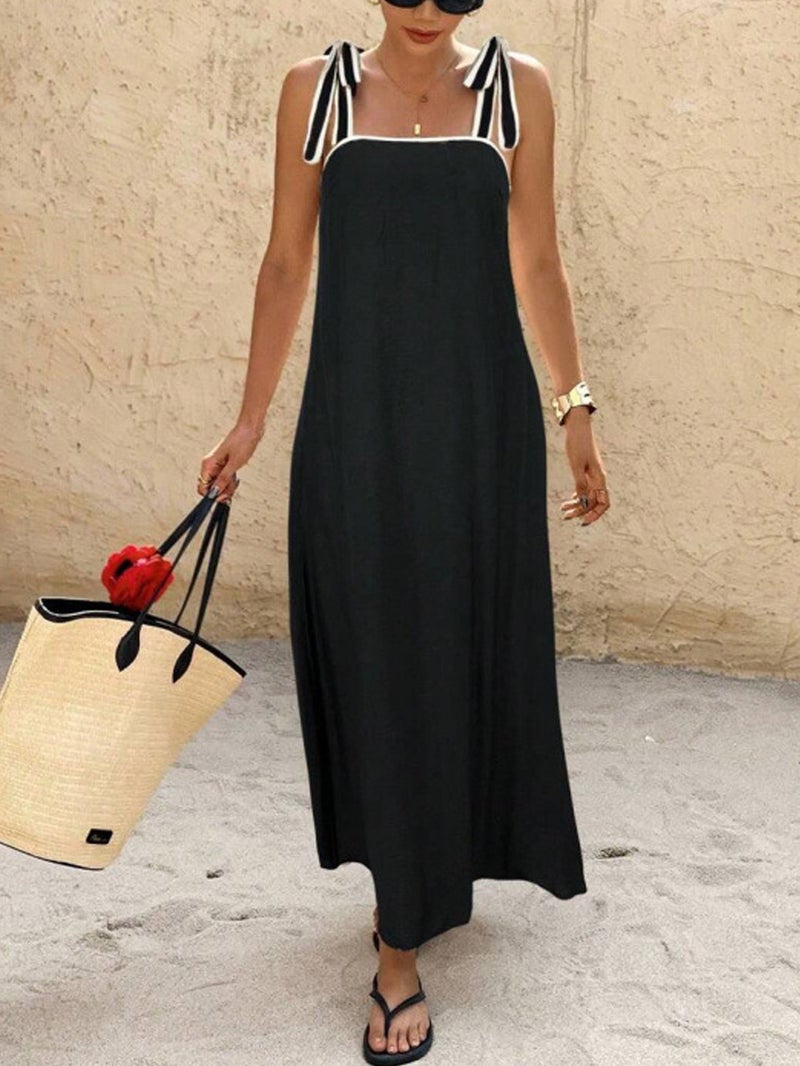 French Style Women's Casual Tie-Up Off-Shoulder Dress 2026 Summer - Image 2