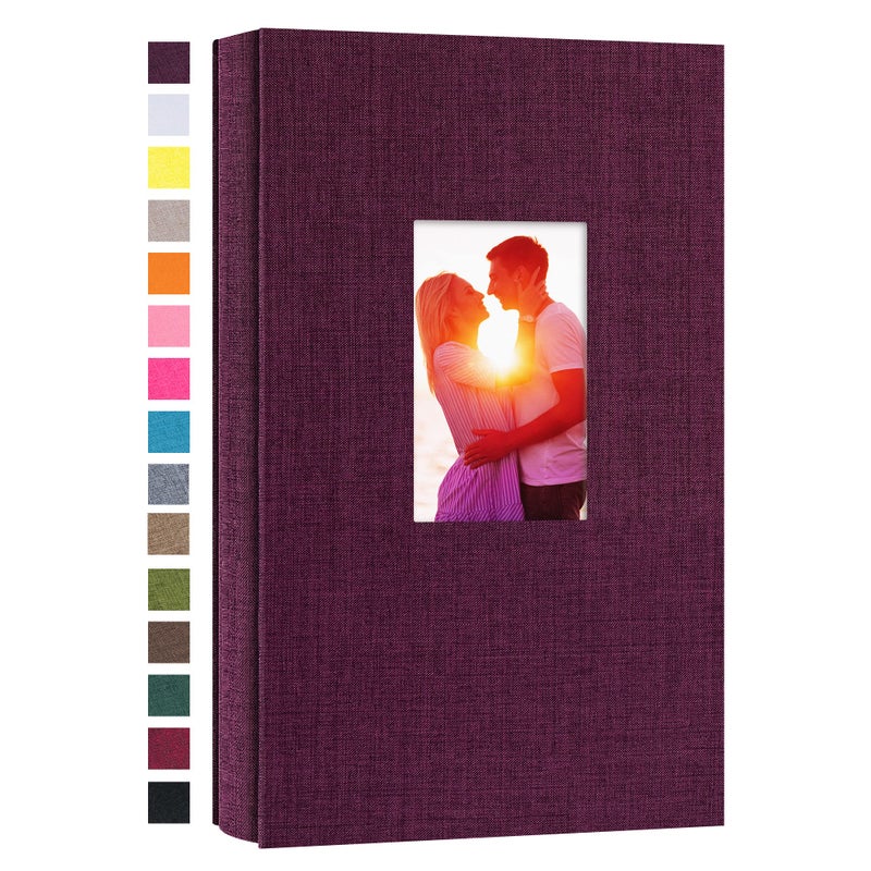 potricher Small Photo Album for 4x6 300 Photos Linen Cover Picture Book for Family Wedding Anniversary and Baby Purple