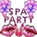DUFACAI 32 Pcs Spa Party Balloons Pink Spa Theme Birthday Party Supplies Lip Lipstick Cosmetics Balloons Decorations for Girls Spa Day Makeup Party rose red - Image 3