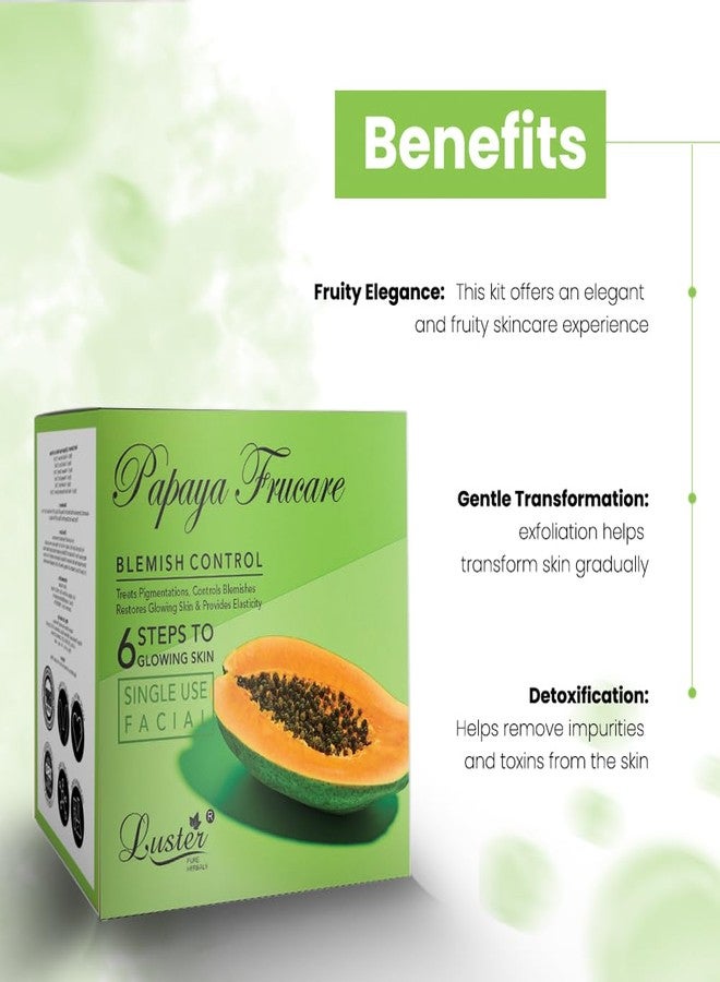 Luster Papaya Frucare Facial Kit | 6 Step Facial Kit | Single Use Mini Facial Kit | Clears Blemishes | Facial Kit For Glowing Skin | For Women & Men (Paraben & Sulfate Free) – 40g - Image 1