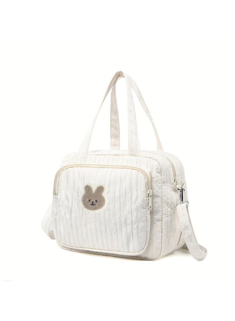 1pc Ultra-Light Stylish Mommy Crossbody Bag, Diaper Bag - Waterproof, Spacious Multifunctional Maternity Bag with Insulated Pockets for Breast Pump & Bottles, Newborn Baby Item - White  - Image 1