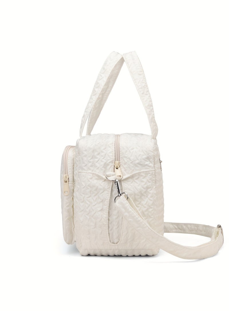 1pc Ultra-Light Stylish Mommy Crossbody Bag, Diaper Bag - Waterproof, Spacious Multifunctional Maternity Bag with Insulated Pockets for Breast Pump & Bottles, Newborn Baby Item - White  - Image 2