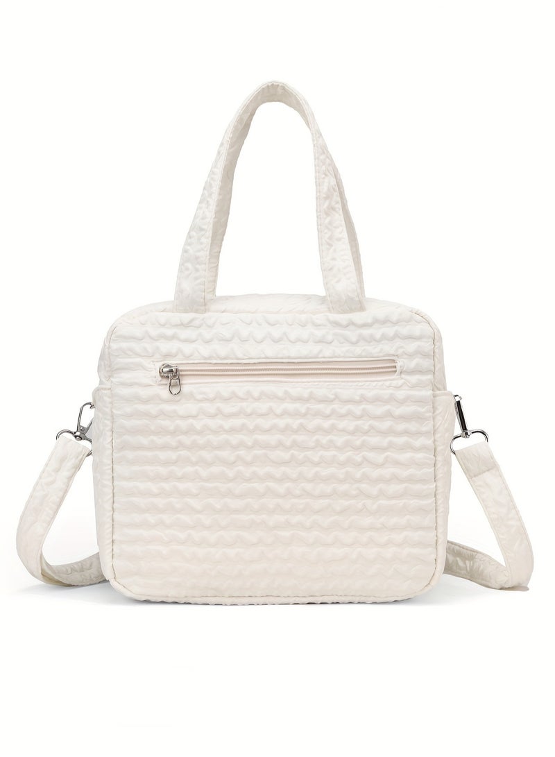 1pc Ultra-Light Stylish Mommy Crossbody Bag, Diaper Bag - Waterproof, Spacious Multifunctional Maternity Bag with Insulated Pockets for Breast Pump & Bottles, Newborn Baby Item - White  - Image 5