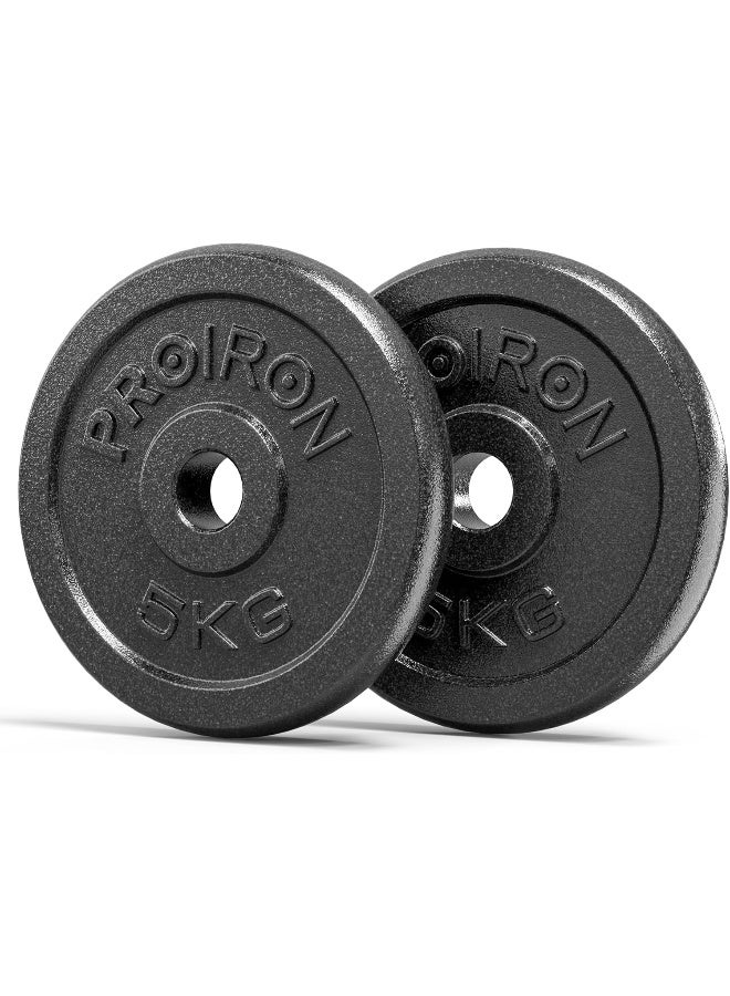 PROIRON PROIRON Cast Iron Weight Plates Set for 1" Dumbbell Handle Bar 2 x 5KG - Image 1