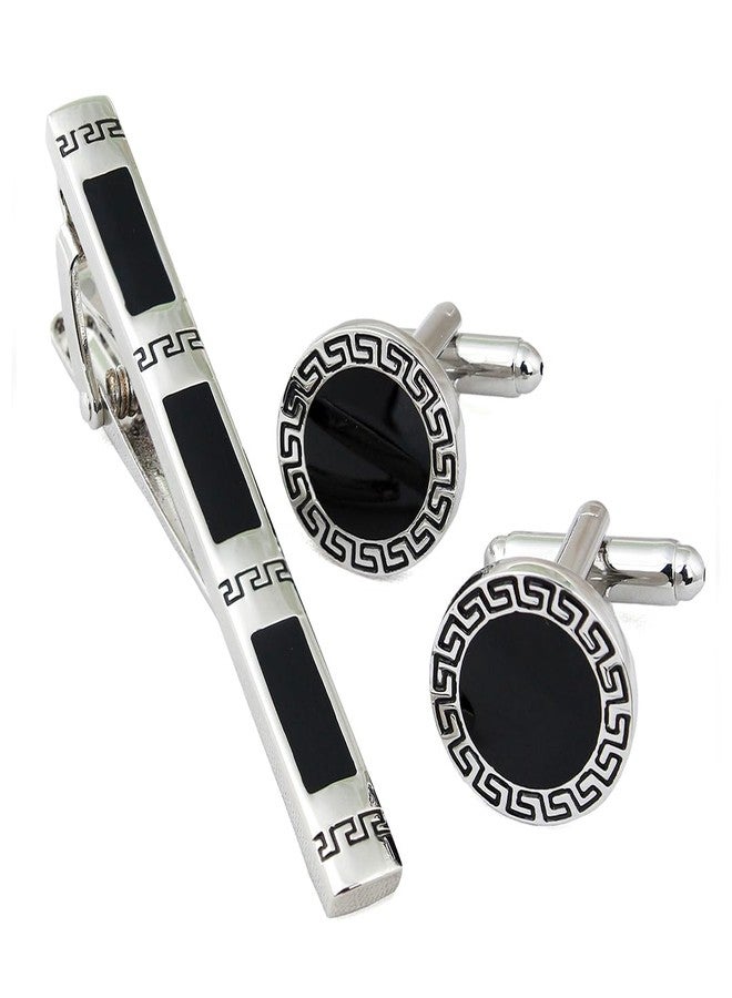 Peluche Geek Key - Silver - TS - Silver Colored Brass and Enamel Cufflink and Tiebar setFor Men - Image 1