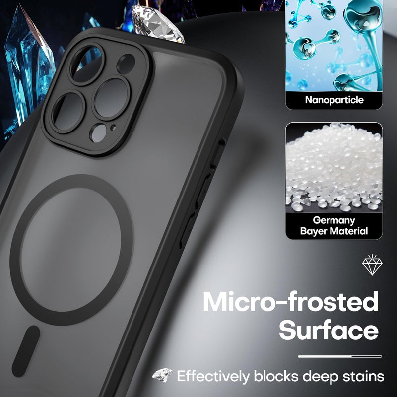 ImpactStrong Magnetic Guard Designed for iPhone 14 Pro Max Case [Camera Protection] [Military Grade Drop Tested] [Compatible with MagSafe] Slim Translucent Matte Phone Case (6.7") - Black - Image 4