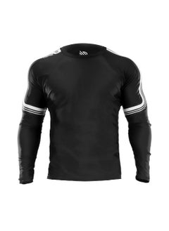Sanabul  Sanabul Core Long Sleeve Jiu Jitsu Rash Guard MMA BJJ Wrestling Shirt Grappling, Black With White Stripes, X Large  - Image 1