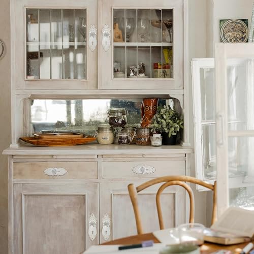 SOFFEE DESIGN 2pcs Vintage Cabinet Pulls Dresser Drawer Knobs Distressed Closet Handles with Clear Resin Knob White - Image 3