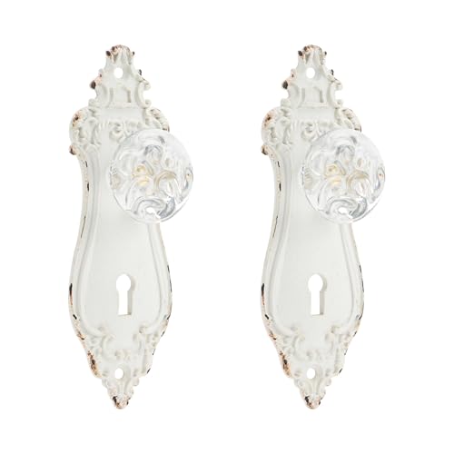SOFFEE DESIGN 2pcs Vintage Cabinet Pulls Dresser Drawer Knobs Distressed Closet Handles with Clear Resin Knob White - Image 1