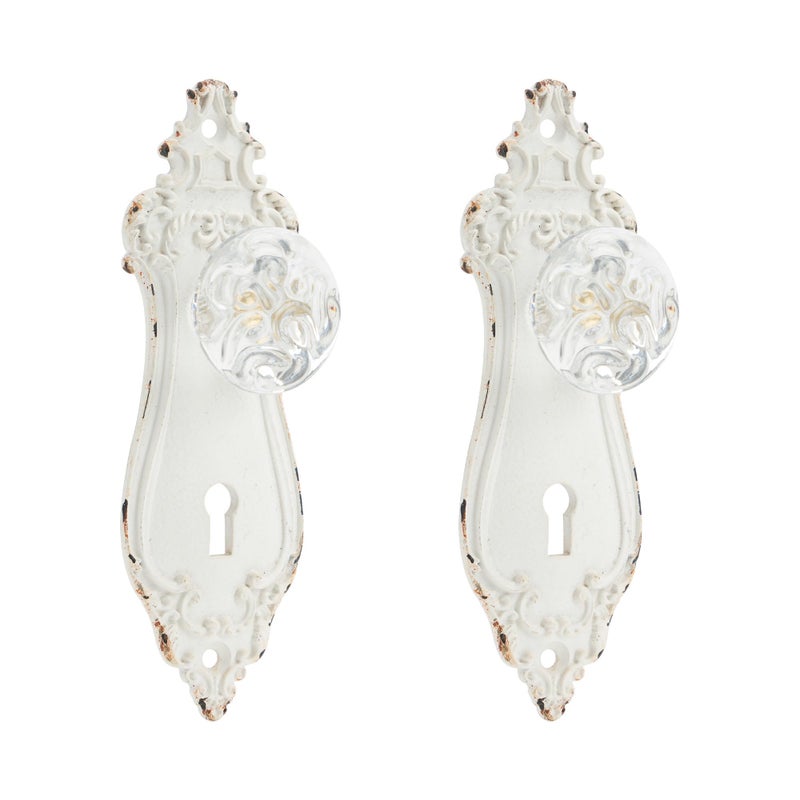 SOFFEE DESIGN 2pcs Vintage Cabinet Pulls Dresser Drawer Knobs Distressed Closet Handles with Clear Resin Knob White - Image 2