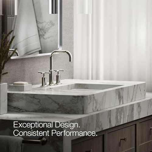 Kohler 14406-3-SN Purist® Widespread Bathroom Sink Faucet with Cross Handles, 1.2 gpm, Vibrant Polished Nickel - Image 5