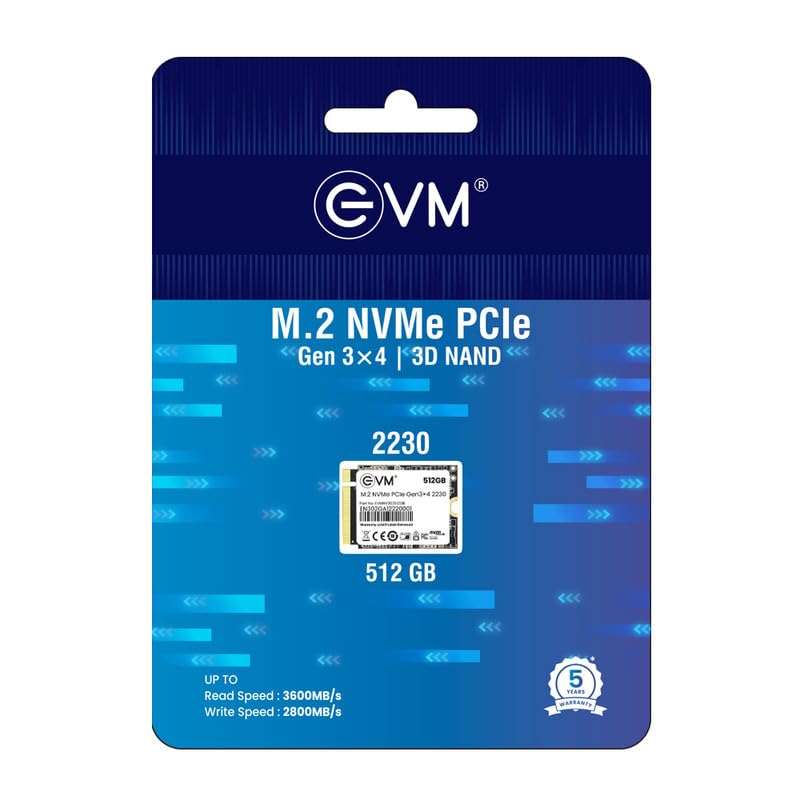 EVM 512GB M.2 NVMe SSD 2230 | PCIe Gen3x4 Internal SSD| 3600MB/s Read | 2800MB/s Write | 3D NAND Flash | High Performance Storage | Compact Size | For Laptop & Mini PC | 5 Year Warranty(EVMNV30/512GB) - Image 5