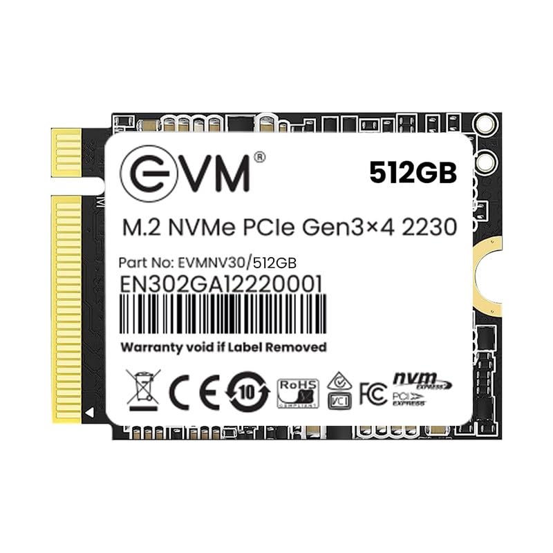 EVM 512GB M.2 NVMe SSD 2230 | PCIe Gen3x4 Internal SSD| 3600MB/s Read | 2800MB/s Write | 3D NAND Flash | High Performance Storage | Compact Size | For Laptop & Mini PC | 5 Year Warranty(EVMNV30/512GB) - Image 1