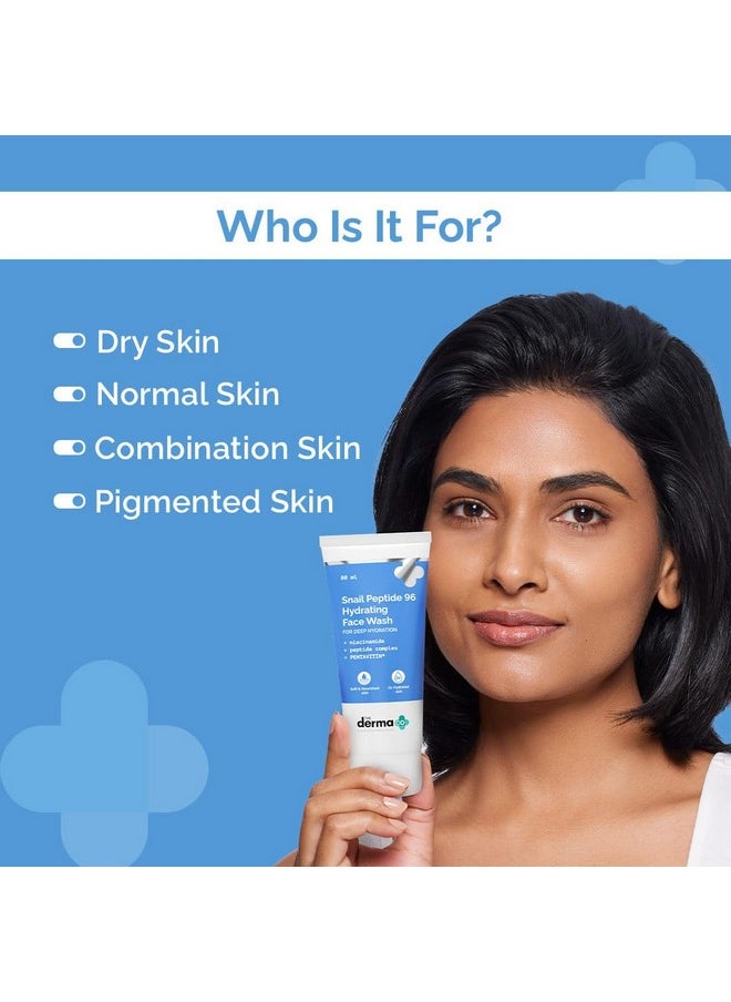 . Snail Peptide 96 Hydrating Face Wash | With Snail Mucin, Niacinamide, Peptide Complex & Pentavitin | 2X Hydration With Moisture Lock | Non-Drying Korean Gel Cleanser | Soap Free With Balanced Ph - 80Ml