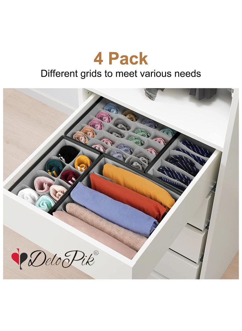 DeloPik 4 PCS Clothes Organizer - Wardrobe Clothes Storage Box, Underwear Bra Organizer Closet Drawer Divider for Skirts Socks Bras Panties & Scarf - Image 3