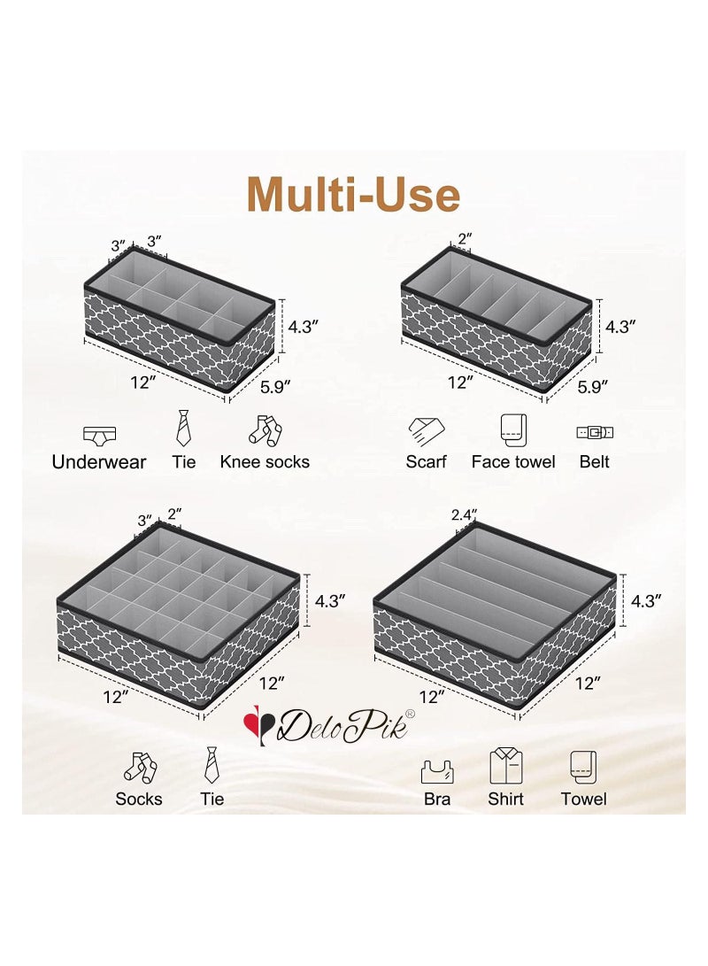 DeloPik 4 PCS Clothes Organizer - Wardrobe Clothes Storage Box, Underwear Bra Organizer Closet Drawer Divider for Skirts Socks Bras Panties & Scarf - Image 2