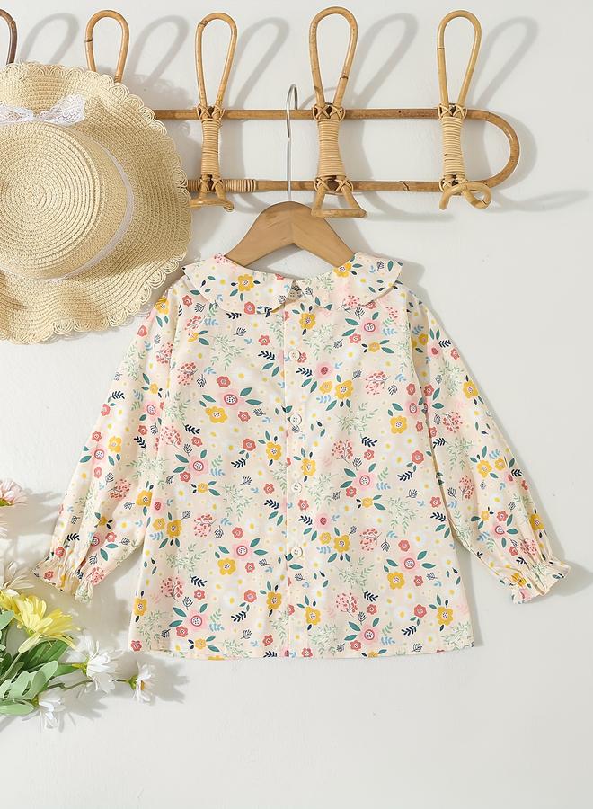 تايك تو بلوزة بناتي بيج بطبعة زهور وياقة بيتر بان - Image 2