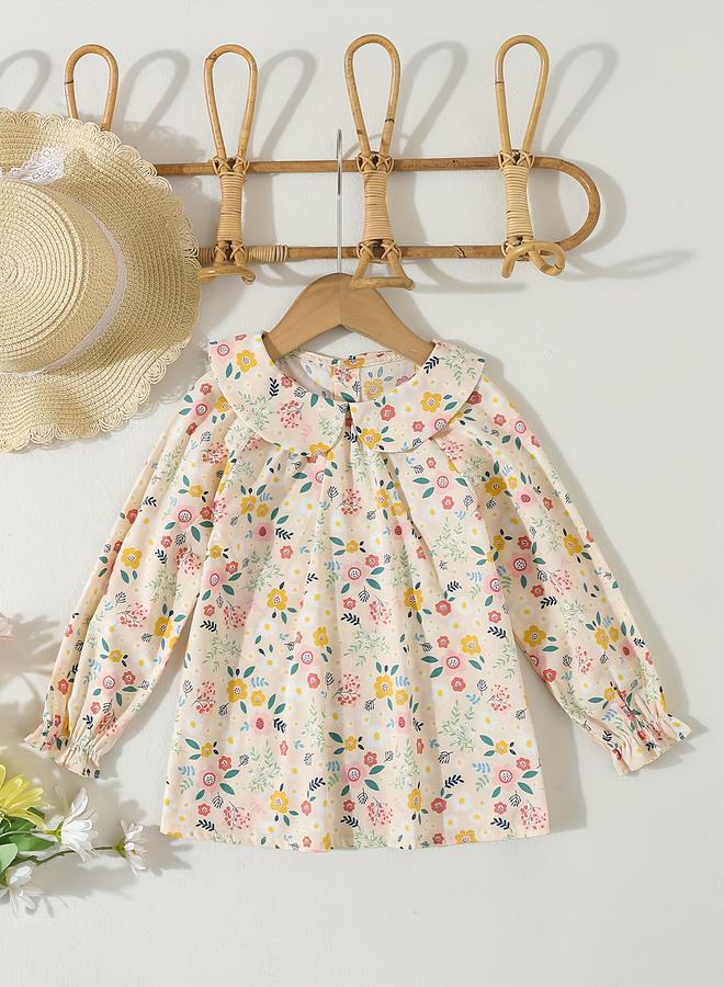تايك تو بلوزة بناتي بيج بطبعة زهور وياقة بيتر بان - Image 1
