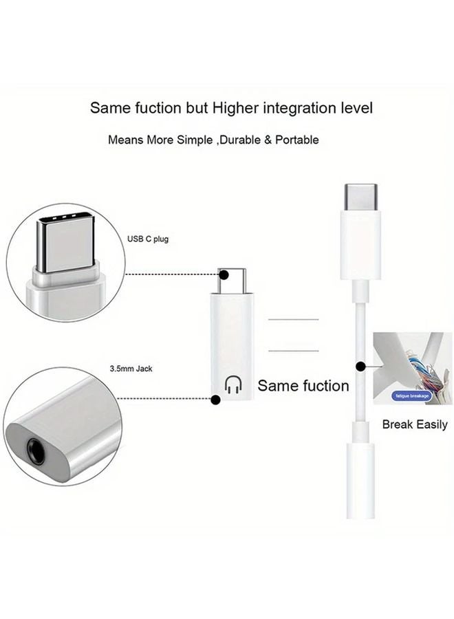 White USB C to 35mm Headphone Adapter 4 Pack Hi Fi Audio for iPhone 15 S23 S22 iPad Pro - Image 5