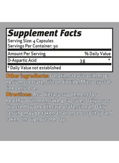 Health & Household Performance Edge Daa D-Aspartic Acid 3G Daily Dose 30 Day Supply, 120 Capsules  - Image 4