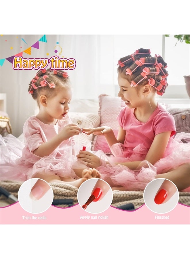 18 Rainbow Colors Kid Nail Polish Set for Girls, Natural Safe Non Toxic Odorless Water Based Peel Off Quick Dry Nail Polish Super Sparkly for Party Birthday Gift