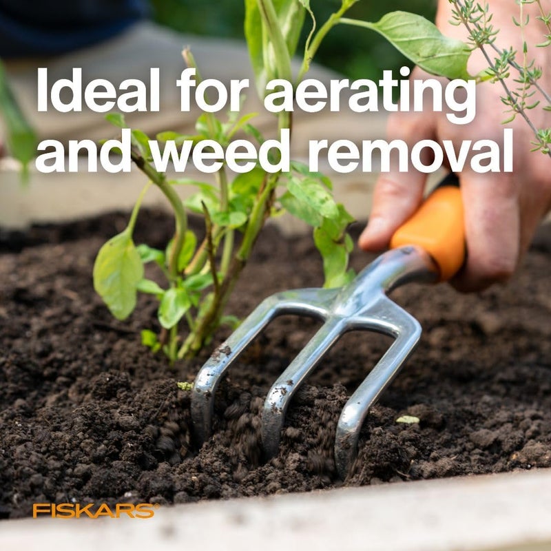 Fiskars محراث إيرغو للحفر، تهوية التربة، وإزالة الأعشاب الضارة، أداة حديقة ثقيلة الوزن مع ثقب للتعليق - Image 4