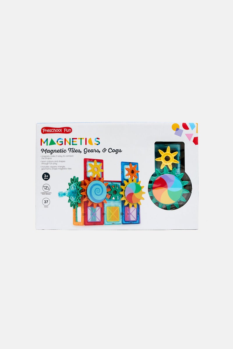 Preschool Fun 37 Magnetic Tiles Gear And Cogs  - Image 1
