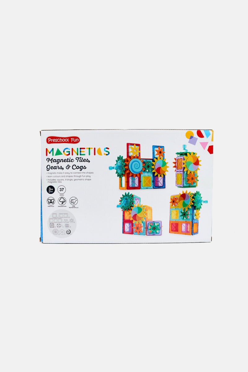 Preschool Fun 37 Magnetic Tiles Gear And Cogs  - Image 2