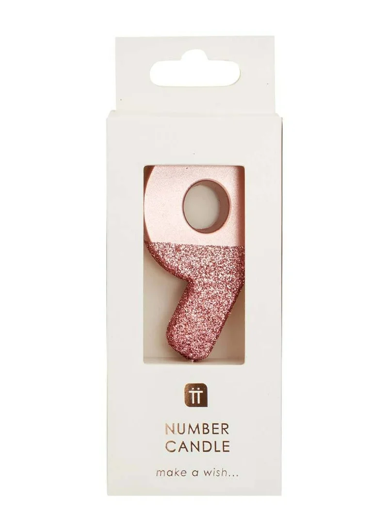 Talking Tables Rose Gold Glitter Number Candle - 9