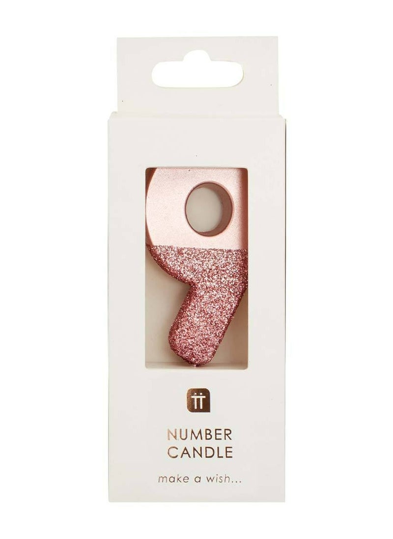 Talking Tables Rose Gold Glitter Number Candle - 9  - Image 2