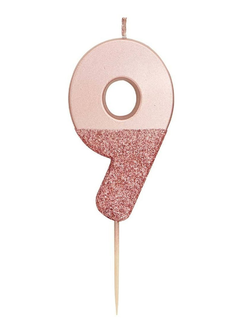 Talking Tables Rose Gold Glitter Number Candle - 9  - Image 1