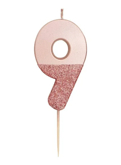 Talking Tables Rose Gold Glitter Number Candle - 9