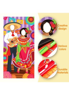JOYIN 36X72Ft Cinco De Mayo Couple Photo Door Banner Fiesta Theme Photography Backdrop Fiesta Photo Booth Background For Mexican Theme Birthday Party Supplies Mexican Decoration Taco Tuesday Event  - Image 4