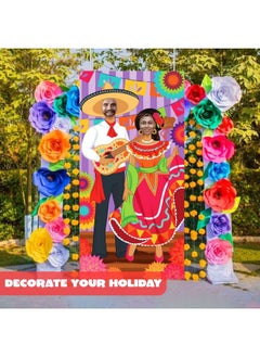 JOYIN 36X72Ft Cinco De Mayo Couple Photo Door Banner Fiesta Theme Photography Backdrop Fiesta Photo Booth Background For Mexican Theme Birthday Party Supplies Mexican Decoration Taco Tuesday Event  - Image 5