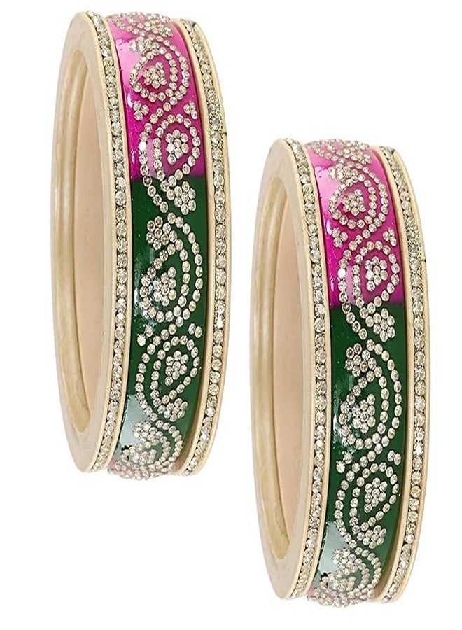 BANGLESKART Lac Kada Set For Women & Girls Featuring Zircon With Glitter Pattern And Shiny Finish Providing A Stylish And Elegant Look Fashionable Bangles For Wedding, Occasions- Set Of 6 Bangles Multi - Image 1